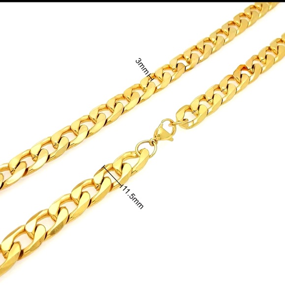 Gold Plated Cuban Link Chain Bracelet for Men Hip Hop Heavy Duty Stainless Steel - Picture 5 of 5